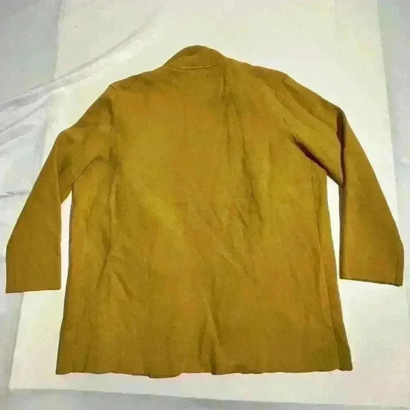 Magaschoni Cotton Wool Blend Cardigan Sweater Womens M Yellow Open Front - Picture 5 of 9